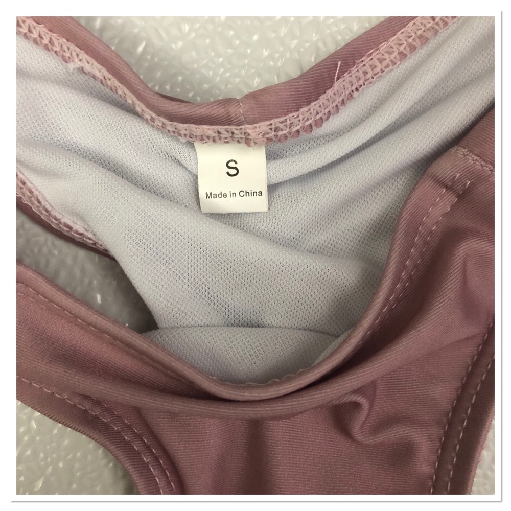 Mesh nude blush pink lace up ruched bikini set - Picture 7 of 7